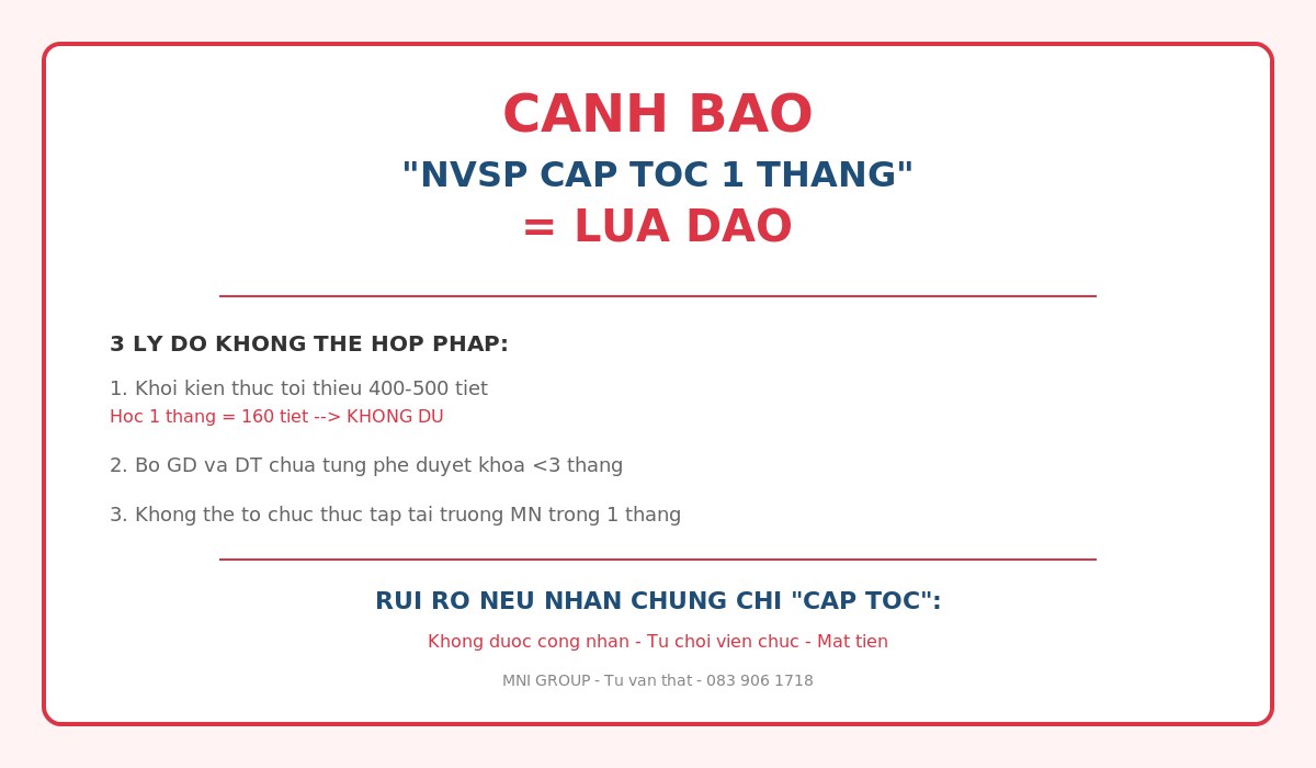 c8 03 canh bao cap toc 1 thang Cảnh báo lừa đảo NVSP cấp tốc 1 tháng - Bộ GD và DT không cho phép