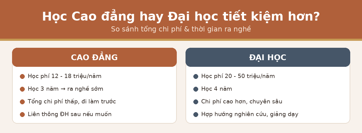 cd dh hocphi vltl So sánh chi phí học cao đẳng và đại học vật lý trị liệu