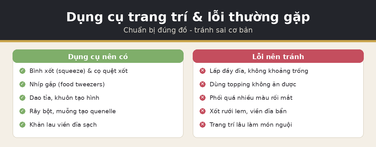 dung cu loi trangtri ktcb Dụng cụ trang trí món ăn và lỗi thường gặp