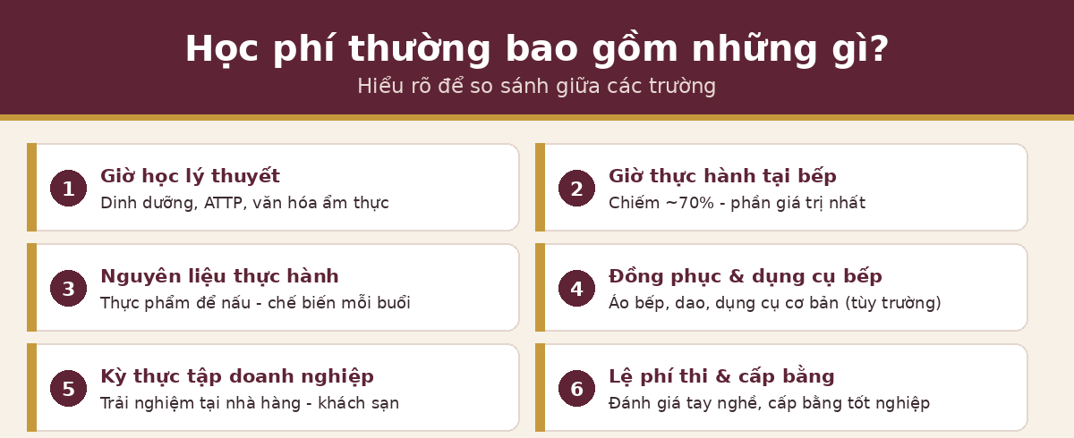 gom gi hocphi ktcb Học phí kỹ thuật chế biến món ăn bao gồm những gì