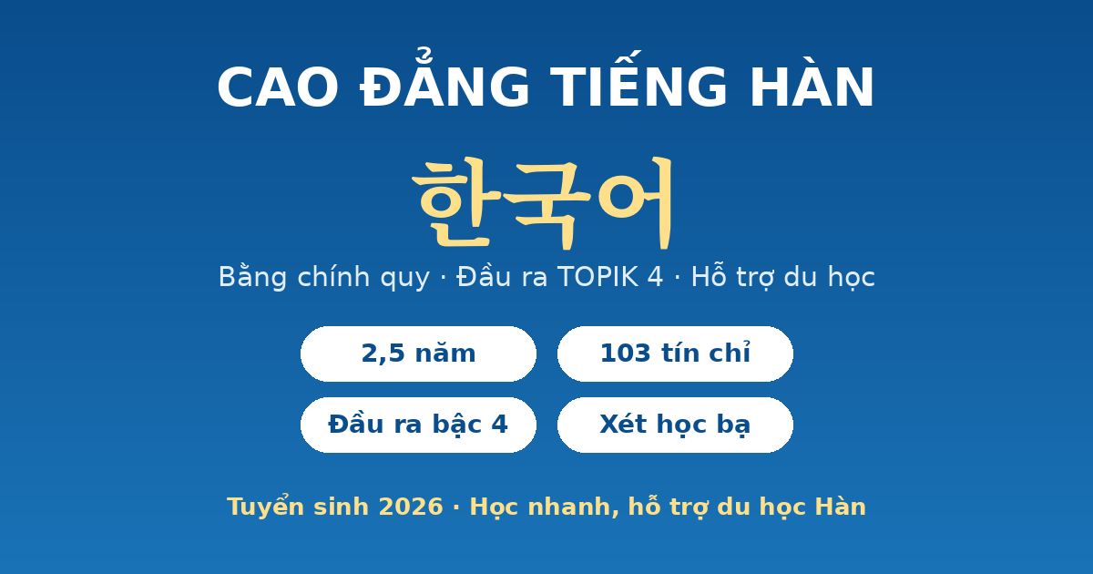 hero cd han Cao đẳng Tiếng Hàn - bằng chính quy, đầu ra TOPIK 4, hỗ trợ du học