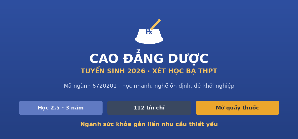 Cao đẳng Dược tuyển sinh 2026 - xét học bạ, mã ngành 6720201