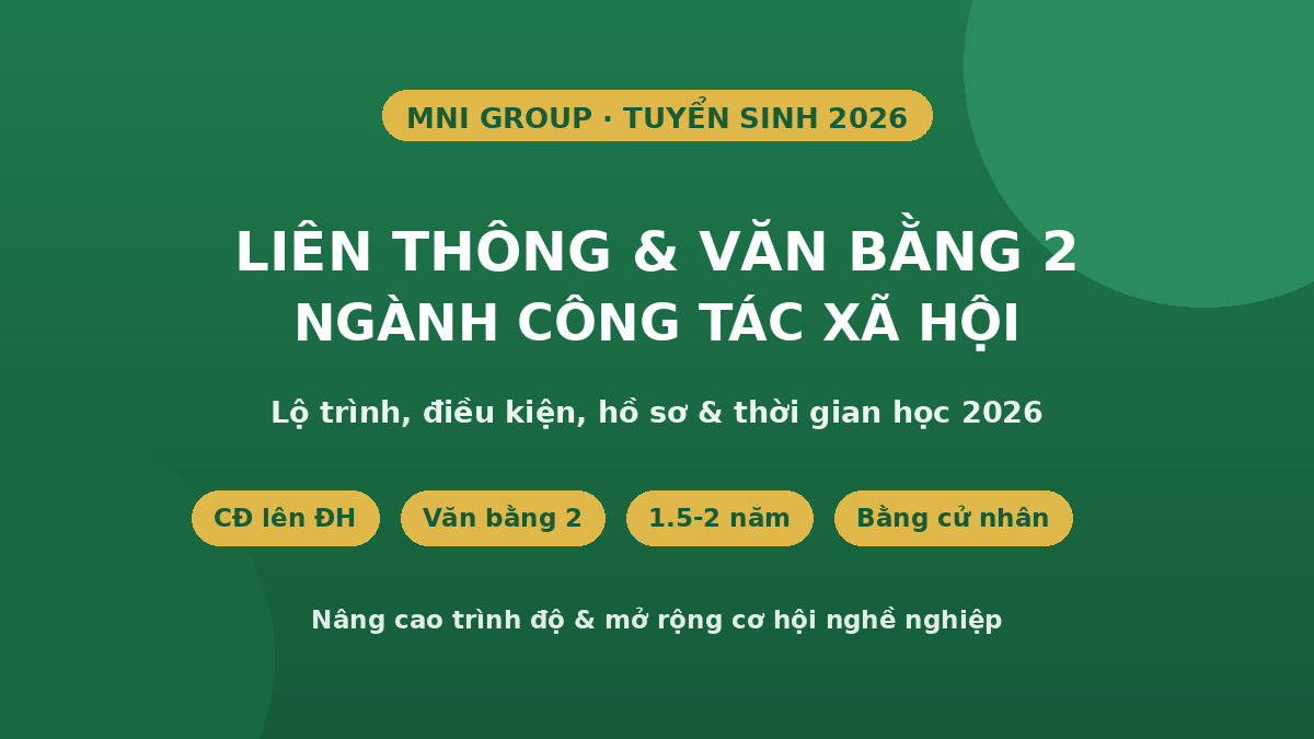 Liên thông và văn bằng 2 ngành Công tác xã hội 2026