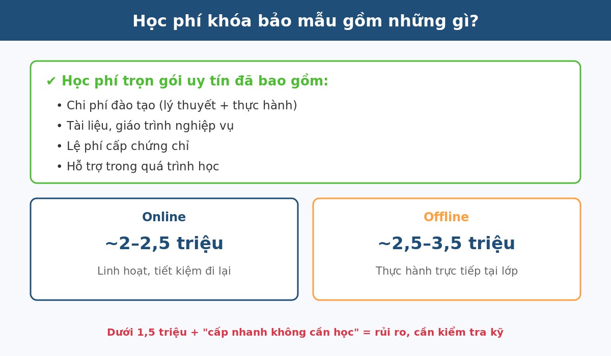 hpb 02 Học phí khóa học bảo mẫu gồm những gì và so sánh online offline