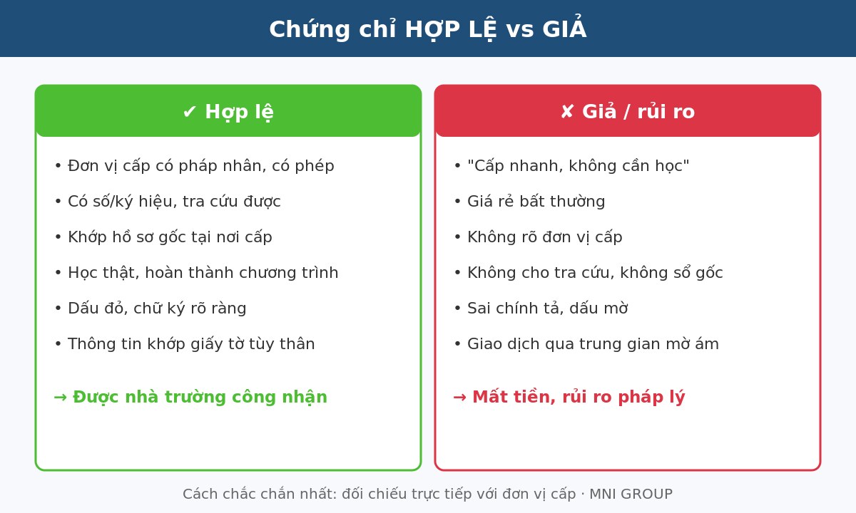 ktc 02 So sánh chứng chỉ bảo mẫu hợp lệ và chứng chỉ giả