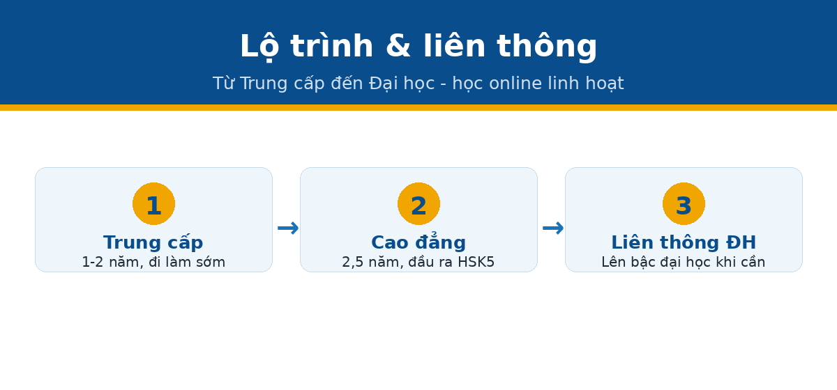 Lộ trình liên thông cao đẳng Tiếng Trung lên đại học
