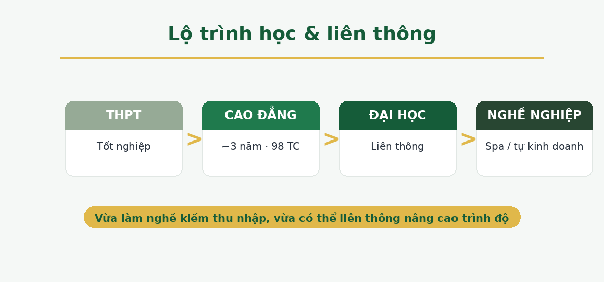 Lộ trình học và liên thông Cao đẳng Chăm sóc sắc đẹp
