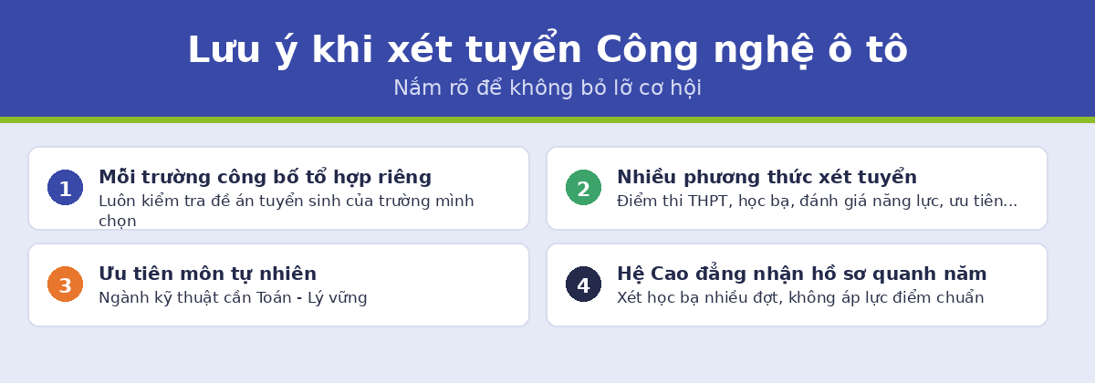 Lưu ý khi xét tuyển ngành công nghệ ô tô