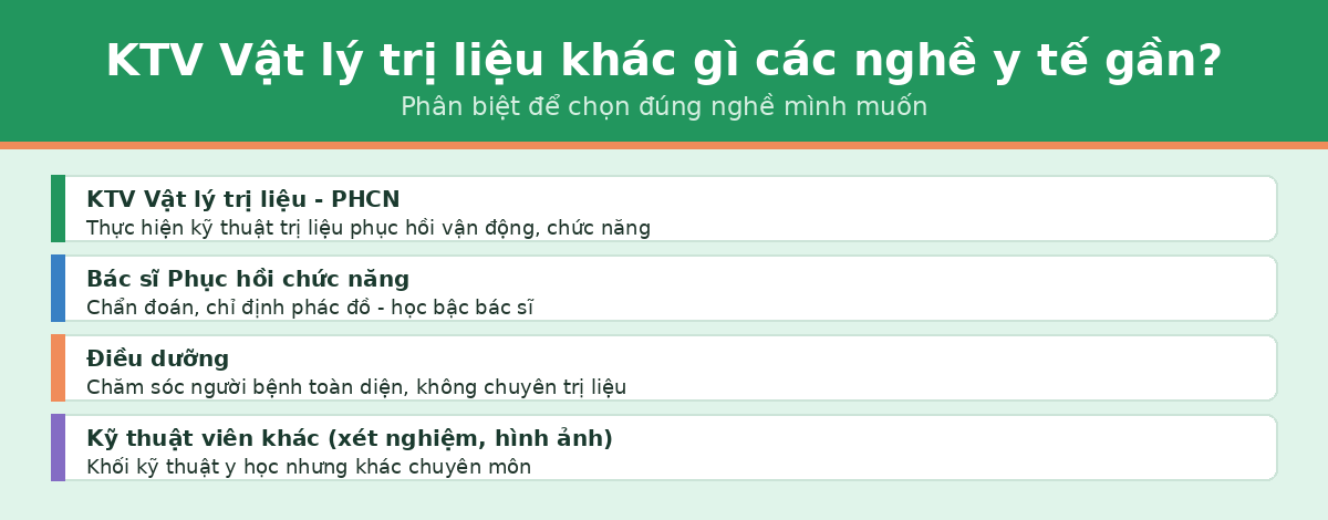 phan biet nghe lagi vltl Phân biệt kỹ thuật viên vật lý trị liệu với các nghề y tế