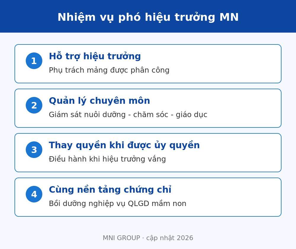 pho 02 Chứng chỉ phó hiệu trưởng mầm non và điều kiện bổ nhiệm theo Điều lệ trường mầm non 2026