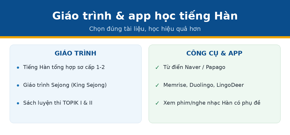 tai lieu app han Giáo trình và app học tiếng Hàn