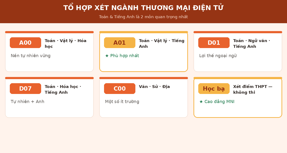 tmdtk tohop Các tổ hợp xét tuyển ngành thương mại điện tử