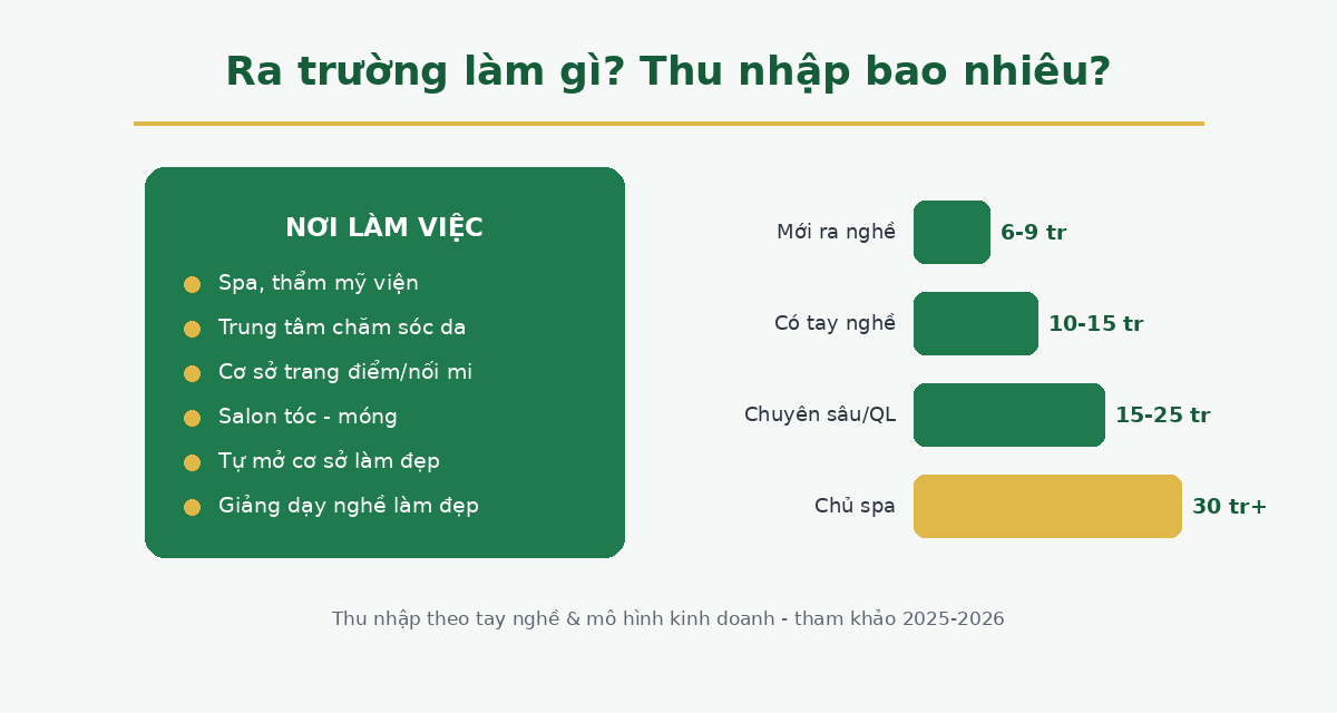Học Chăm sóc sắc đẹp ra trường làm gì và mức lương
