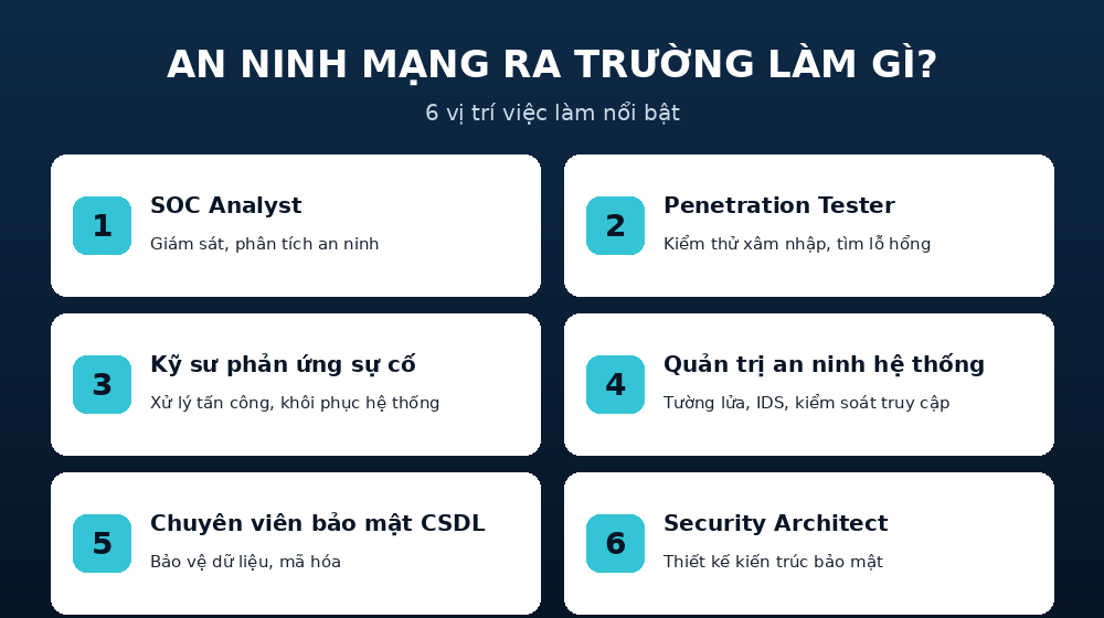 vitri anm An ninh mạng ra trường làm gì - 6 vị trí việc làm