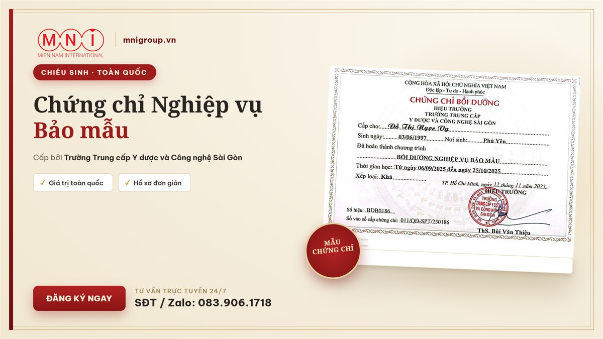 chung chi nghiep vu bao mau 4 Mẫu chứng chỉ nghiệp vụ bảo mẫu mầm non - Trường Trung cấp Y dược và Công nghệ Sài Gòn cấp, MNI GROUP chiêu sinh toàn quốc