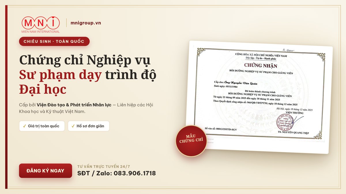 mni dh chung chi itd Mẫu chứng nhận bồi dưỡng năng lực sư phạm cho giảng viên đại học