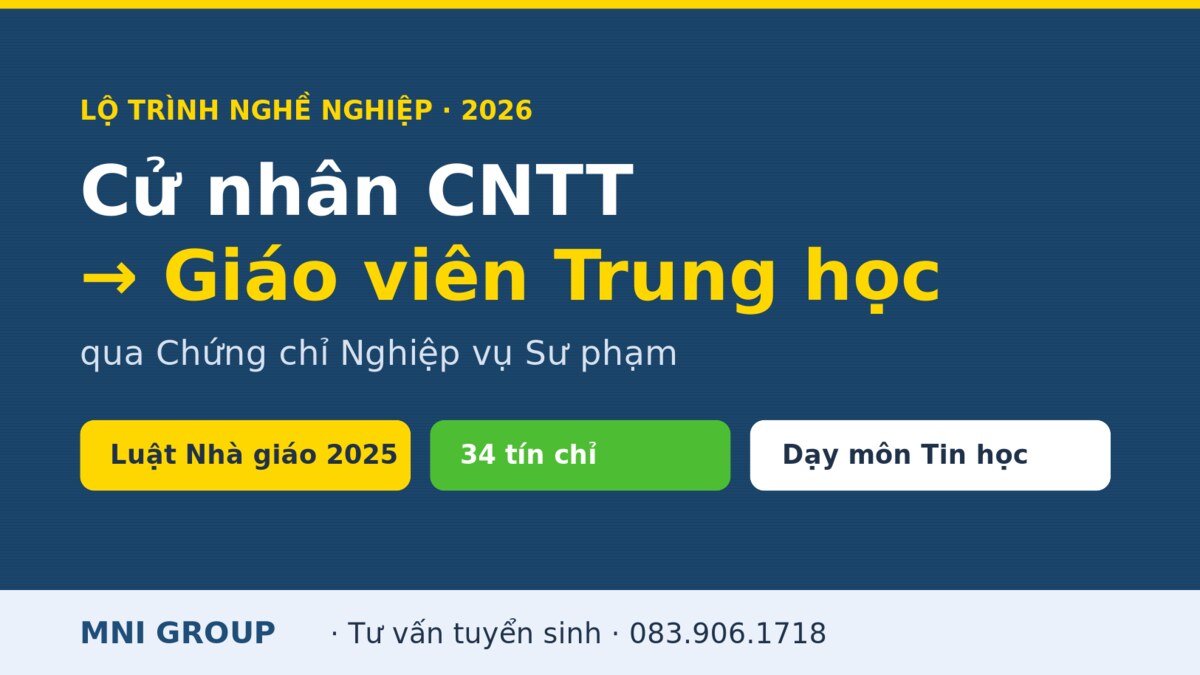mni lo trinh cntt Lộ trình cử nhân CNTT trở thành giáo viên trung học qua chứng chỉ nghiệp vụ sư phạm - MNI GROUP