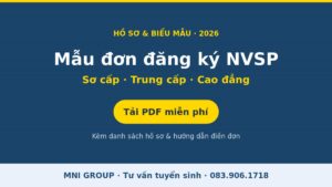 Mẫu đơn đăng ký nghiệp vụ sư phạm sơ cấp trung cấp cao đẳng tải PDF - MNI GROUP