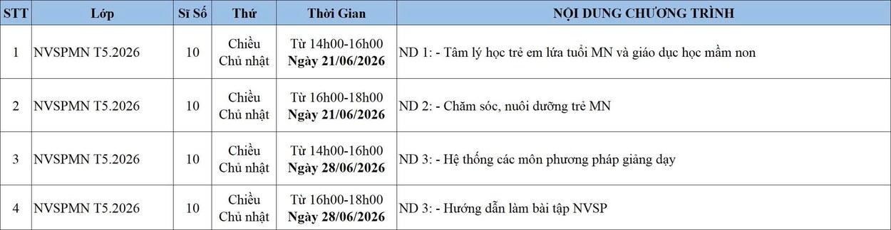 mni mn lich khai giang Lịch khai giảng lớp nghiệp vụ sư phạm mầm non tại MNI GROUP
