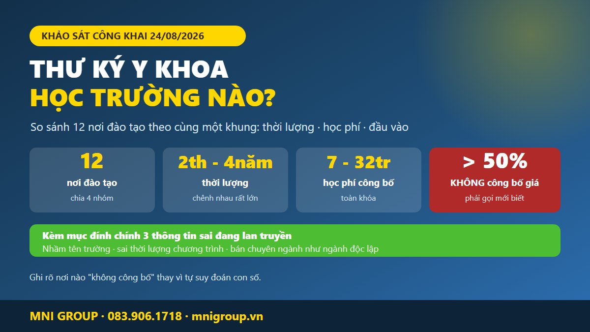 Thư ký y khoa học trường nào - so sánh 12 nơi đào tạo và học phí thực tế 2026