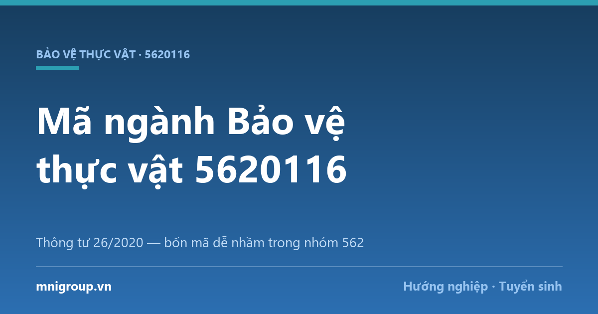 ma nganh bao ve thuc vat Mã ngành Bảo vệ thực vật 5620116 — Thông tư 26/2020 — bốn mã dễ nhầm trong nhóm 562