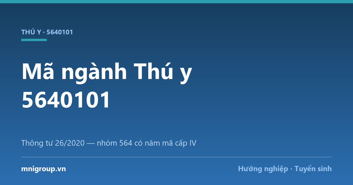 ma nganh thu y Mã ngành Thú y 5640101 — Thông tư 26/2020 — nhóm 564 có năm mã cấp IV