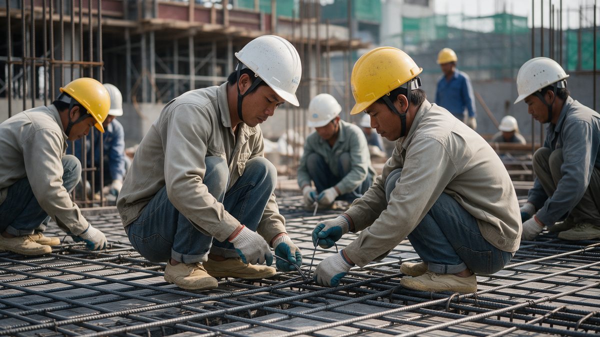 xay dung 3 cot thep web Thợ thi công cốt thép